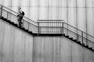 Man climbing steps
