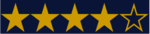 Small 4-star rating on dark blue background
